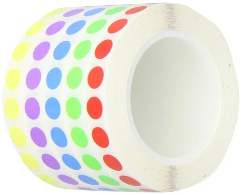 Tough-Spots SPRL-1100 - Etiqueta de polivinilo para tubo de 0.07 a 0.07 onzas líquidas, diámetro de 3/8 pulgadas, surtido (rollo de 5000)