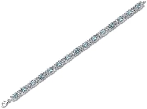 Miniatura 4 de Peora Pulsera de plata de ley con topacio azul suizo de 8.50 quilates, diseño vintage, Plata de ley, topacio azul suizo