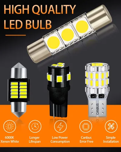 Miniatura 2 de Paquete de bombillas LED blancas compatibles con Honda Accord 2003 2004 2005 2006 2007 2008 2009 2010 2011 2012 Luz interior de mapa + luz