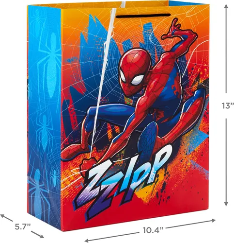Miniatura 3 de Hallmark Bolsas de regalo de Spider-Man de Marvel (2 bolsas: 1 grande de 13 pulgadas, 1 extra grande de 15 pulgadas) para cumpleaños, Halloween