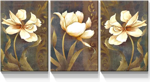 Miniatura 16 de Denozer - 3 piezas de arte de pared en lienzo con hojas verdes para sala de estar, decoración moderna del hogar, estirada y enmarcada lista