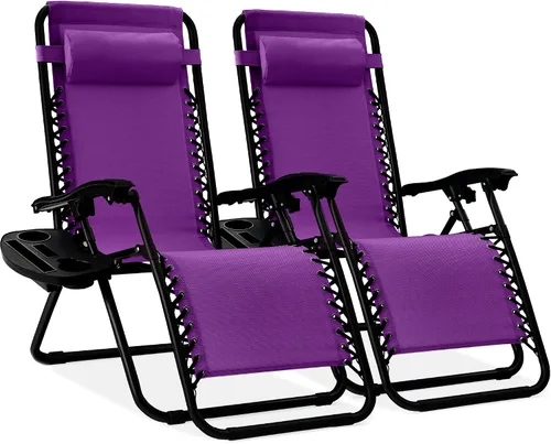 Miniatura 57 de Best Choice Products - Juego de 2 sillas reclinables y ajustables de malla y acero, sillas con sensación gravedad cero con cojines y bandejas