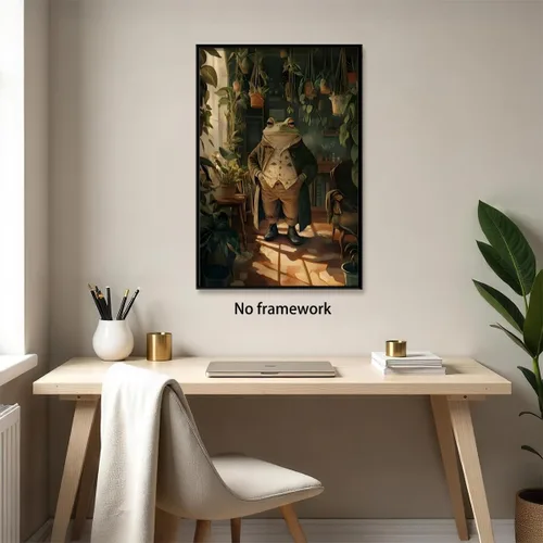 Miniatura 6 de Póster vintage de rana botánica retro, arte de pared de animales para amantes de las plantas, impresión humorística victoriana de rana caballero
