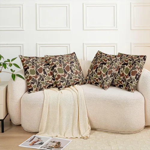Miniatura 7 de Duck Hunting Throw Pillow Covers Set of 2 Army Camo Pillow Cover for Kids Girls Boys Green Brown Camouflage Square Cushion Case 16"x 16" Rustic