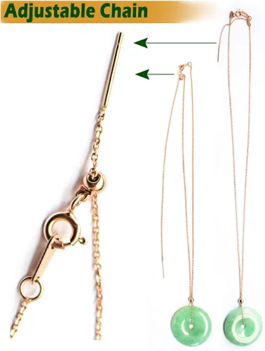 Miniatura 2 de Dahlia Collar con dije de jade con forma de círculo, dona o moneda, jadeíta grado A, certificada, auténtica