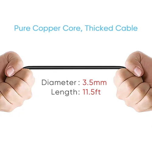 Miniatura 2 de Pixelman Cable de alimentación para cámara de salpicadero, cable de carga micro USB de 11.5 pies de largo para cámara de espejo de salpicadero