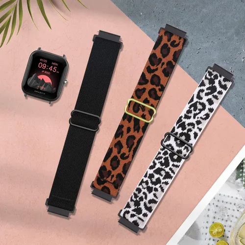 Miniatura 2 de Bolesi Correas elásticas de nailon compatibles con Amazfit Active 2 (cuadradas)/Active 3 Premium/Active, paquete de 3 correas deportivas de repuesto