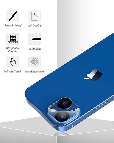 Miniatura 5 de [Paquete de 3] Protector de lente de cámara compatible con iPhone 13 y iPhone 13 Mini, cubierta de cámara de vidrio templado 9H de alta calidad