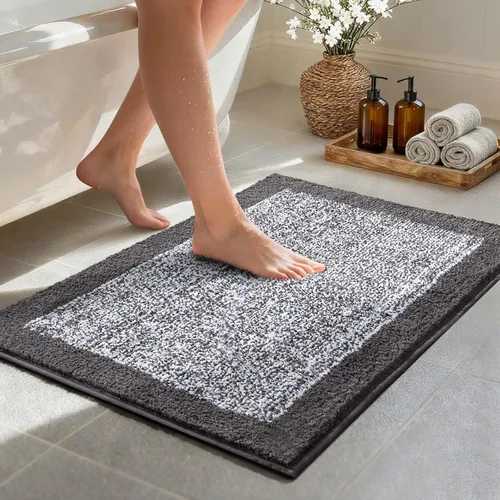 Miniatura 46 de Alfombras de baño de 17 x 24 pulgadas, antideslizantes, lavables, color gris, para bañera, tapete de baño para baño, tapete suave y absorbente