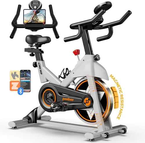 Miniatura 9 de pooboo - Bicicleta de ejercicio, bicicleta fija para gimnasio en casa, bicicleta de ciclismo de interior con cómodo cojín de asiento y soporte