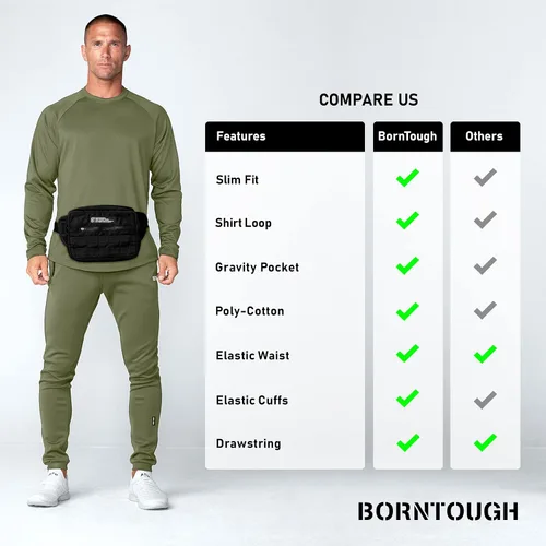 Miniatura 5 de Born Tough Pantalones deportivos ajustados para hombre, pantalones deportivos de entrenamiento para culturismo, gimnasio, pantalones de correr