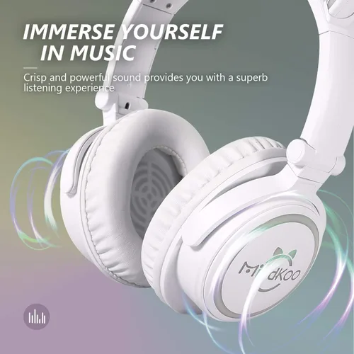 Miniatura 6 de Auriculares para niños, auriculares con orejas de gato con cable e inalámbricos, luces LED, auriculares Bluetooth inalámbricos plegables