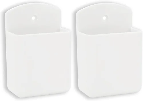 Miniatura 9 de Paquete de 2 cajas autoadhesivas para TV y aire acondicionado, soporte para control remoto, montaje en pared, caja organizadora