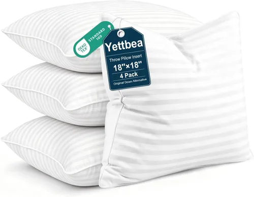 Miniatura 12 de Yettbea Juego de 2 rellenos de almohada de 12 x 20 pulgadas, relleno alternativo de plumón suave de alta calidad, almohadas decorativas para sofá