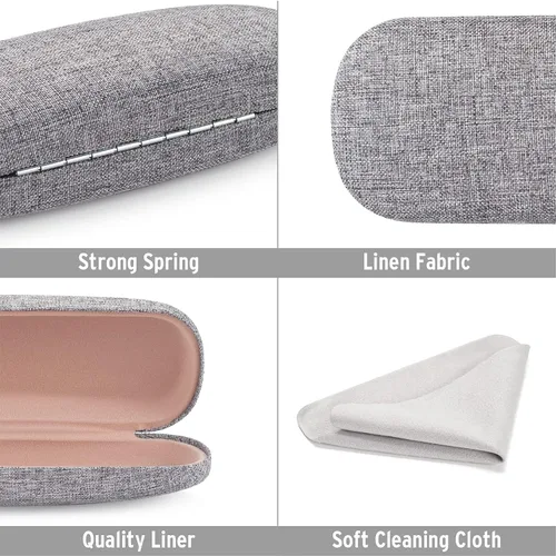 Miniatura 4 de Marvolia Funda rígida para lentes, funda protectora de tela de lino para lentes de sol para hombres y mujeres