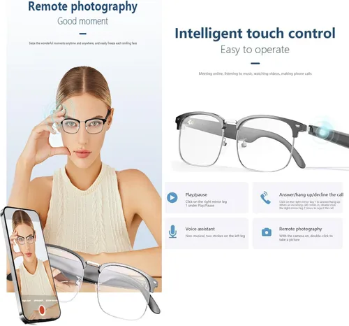 Miniatura 9 de Lentes de sol inteligentes para ciclismo, deportes, golf, senderismo, correr, tenis y pickleball, lentes de sol para bicicleta, Ai-negro