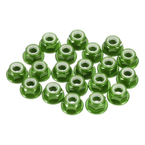 Miniatura 11 de MECCANIXITY 30 piezas de tuercas de bloqueo de aleación de aluminio M5 con paso de 0.8 mm, tuercas hexagonales con brida de nylon con rosca dentada