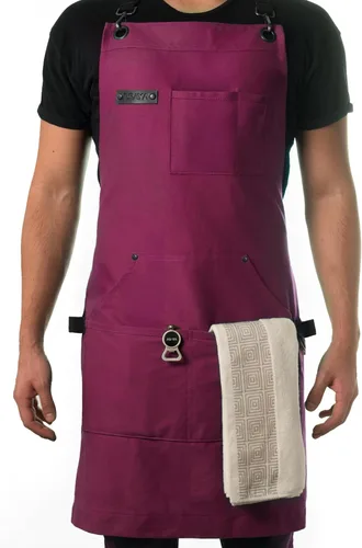 Miniatura 8 de Asaya Delantal de chef y barbacoa con abrebotellas y toalla de mano, lona de algodón de 10 onzas, herrajes de acero inoxidable, correas cruzadas