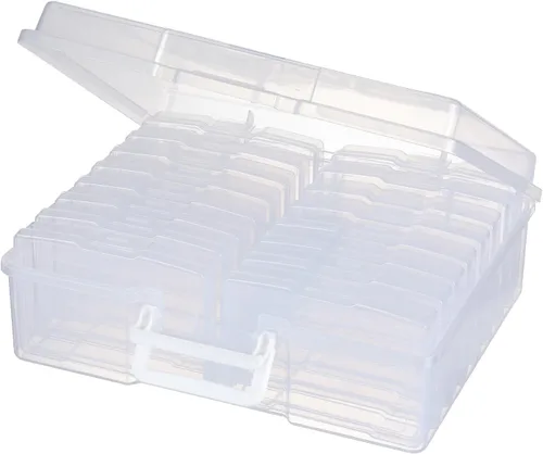 Miniatura 10 de novelinks Organizadores de fotos transparentes de 4 x 6 pulgadas y caja de almacenamiento de fotos con asa, 16 fundas interiores para fotos