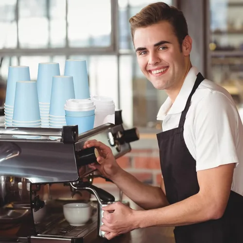 Miniatura 4 de Patelai 48 piezas de tazas de café desechables de 12 onzas con tapas y asas al por mayor, taza de papel aislada para chocolate caliente para bebidas