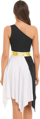 Miniatura 102 de easyforever Vestido de baile sin mangas con bloques de color para mujer, alabanza litúrgica, ropa de baile lírico, vestido de bata de adoración