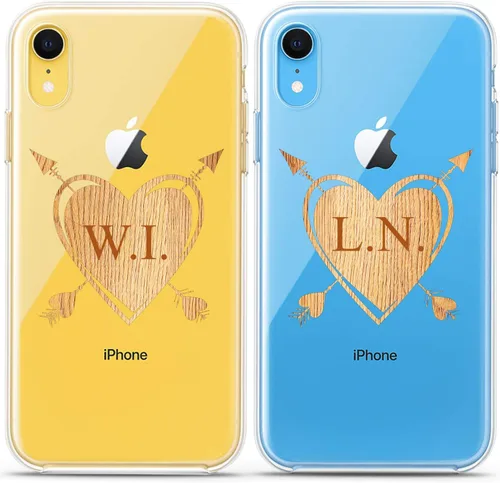 Miniatura 7 de Fundas a juego para parejas compatibles con iPhone 16 15 14 13 12 11 Pro Max Mini Xs X 6s 8 Plus 7+ Xr 10 SE 5 personalizado de madera con nombre