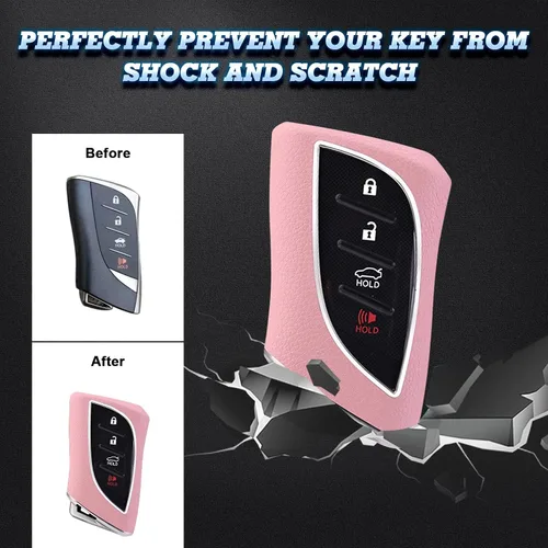 Miniatura 4 de x xotic tech Funda de piel granulada de TPU rosa para llavero, compatible con Lexus ES350 ES300h LC500 LC500h LS500 LS500 LS500h UX250h GX460 UX200