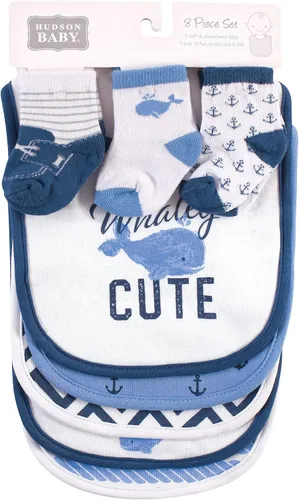 Miniatura 66 de Hudson Baby Conjunto de babero y calcetines unisex de algodón para bebé