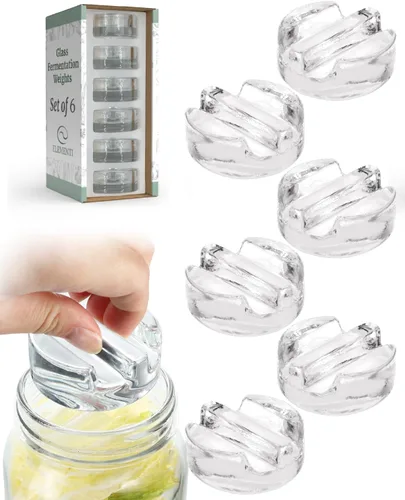 Elementi Juego de 6 pesas de fermentación – Pesas de fermentación y conservas para tarros Mason de boca ancha – Vidrio de soda y lima altamente