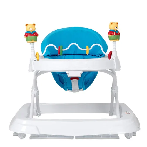 Miniatura 9 de HONEY JOY Andador de bebé, juguete plegable para empujar sentado y caminar detrás con ruedas, piano interactivo y pedantes, altura y velocidad Azul