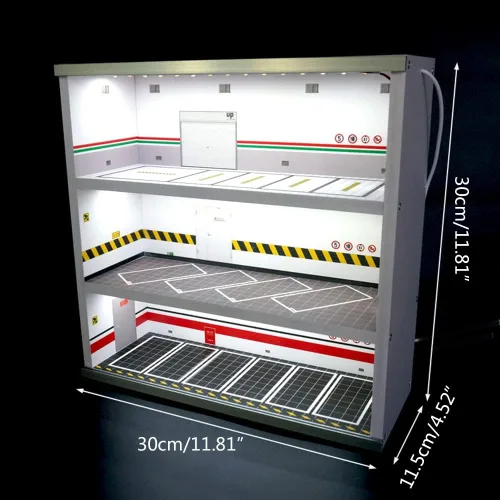 Miniatura 3 de Vitrina de garaje coleccionable con luces LED, vitrina modelo de coche para escala 1:64, mini espacio de aparcamiento, decoración de regalo
