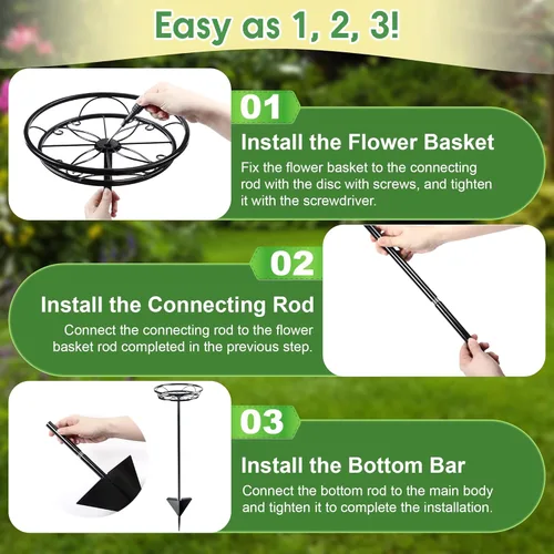 Miniatura 6 de Tellingyou Paquete de 2 soportes ajustables para macetas para exteriores, soportes de metal para plantas al aire libre, soporte versátil