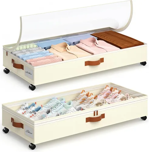 Miniatura 11 de Yecaye Almacenamiento debajo de la cama de 85 L con ruedas, paquete de 2 contenedores de almacenamiento debajo de la cama con separadores y tapas