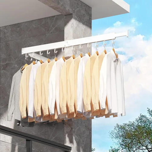 Miniatura 8 de Tendedero para ropa montado en la pared, tendedero de ropa, tendedero de lavandería montado en la pared, estantes de secado plegables