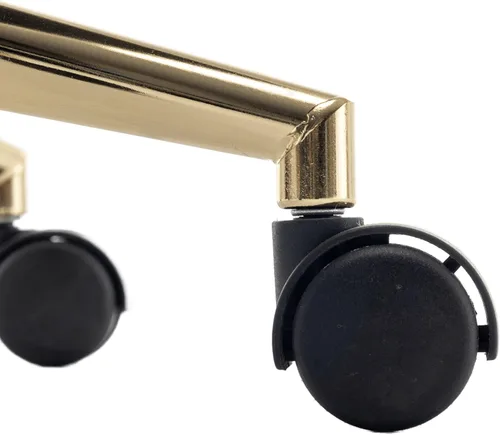 Miniatura 7 de BTEXPERT Silla de oficina en casa con base dorada de piel sintética blanca, ajustable, tapizado de uñas dorado, tapicería, dormitorio, estudio