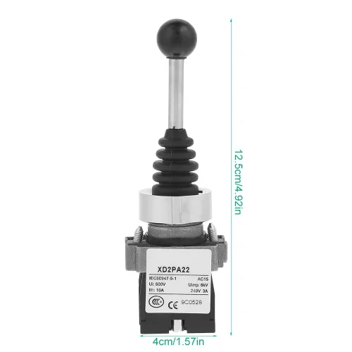 Miniatura 2 de 2NO Interruptor de palanca de mando de retorno de resorte Interruptor de control momentáneo de 2 posiciones de grado industrial para XD2PA22CR