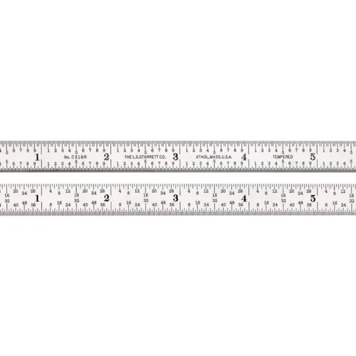 Miniatura 21 de Starrett Regla de acero totalmente flexible con acabado cromado satinado, lectura rápida y graduación en pulgadas, graduación 3R, 6 pulgadas