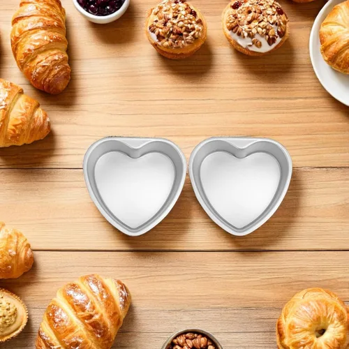 Miniatura 4 de LIFKOME Juego de mini moldes de corazón para tartas de 4.21 x 4.05 x 1.33 pulgadas, parte inferior extraíble para pasteles personales, brownies