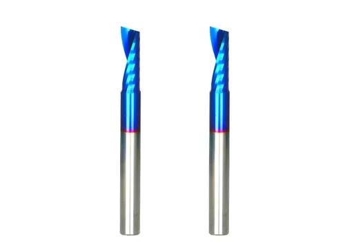 Miniatura 18 de Fresa de extremo CNC de carburo sólido de corte de 1/4 pulgadas de diámetro de corte simple 0 flauta espiral Router Bit para acrílico PVC Ruhi UO131