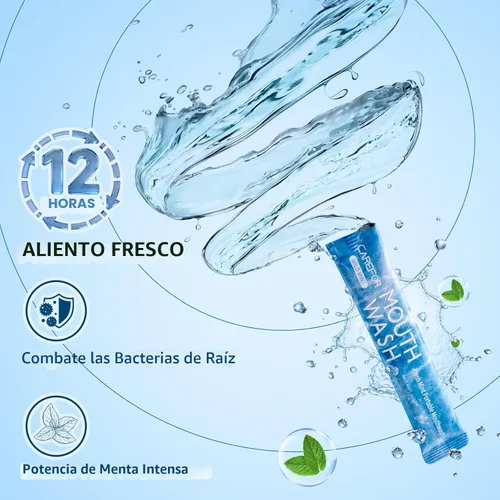 Miniatura 2 de Enjuague Bucal Tamaño de Viaje, Enjuague Bucal Portátil para Aliento Fresco, Sin Alcohol, Sabor Menta Fría, Paquete Mini – Para una Frescura en Azul