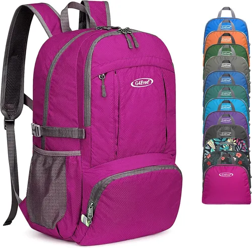 Miniatura 13 de G4Free Mochila de senderismo plegable ligera 40L, mochila de viaje impermeable Verde militar