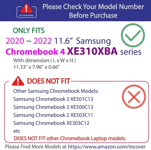 Miniatura 2 de mCover Funda compatible solo con computadoras portátiles Samsung Chromebook 4 XE310XBA Series 2020 ~ 2022 de 11.6 pulgadas