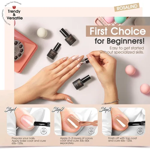 Miniatura 6 de ROSALIND - Juego de esmaltes de uñas en gel, 12 colores, blanco, nude, marrón, esmalte de uñas semipermanente, juego de esmaltes de uñas en gel