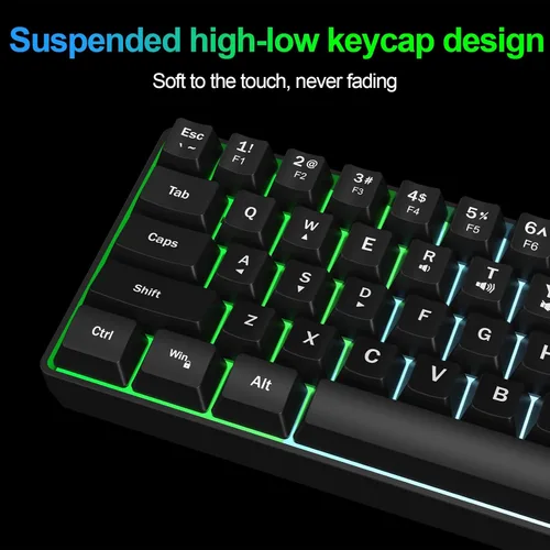 Miniatura 4 de Teclado de memoria para juegos RGB con cable. 60% Mini teclado de computadora LED cremoso. Teclado ergonómico pequeño con teclas inreemplazables