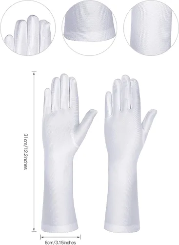 Miniatura 3 de SATINIOR 6 pares de guantes de disfraz blancos para niños, guantes formales de ópera para niños, desfiles, espectáculos de escenario, recuerdos