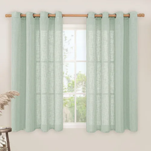 Miniatura 37 de LAMIT Cortinas de lino sintético para dormitorio, paneles filtrantes de luz, cortinas de lino con protección de privacidad con ojales para ventanas