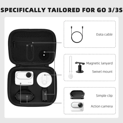 Miniatura 2 de BRDRC Funda de transporte para accesorios Insta 360 GO 3S / GO 3, bolsa de almacenamiento, funda protectora rígida para Insta360 GO 3S / GO3