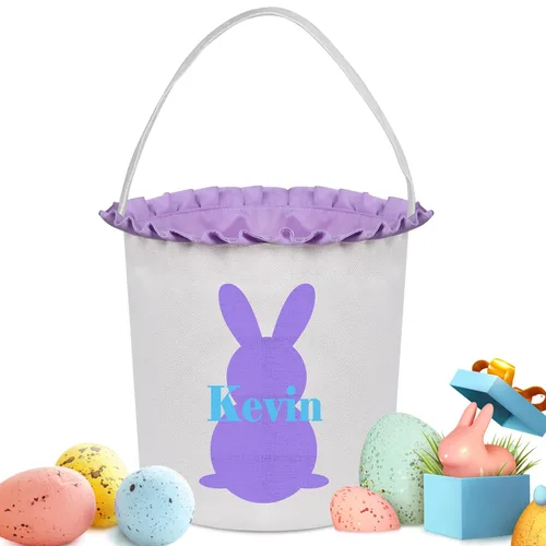 Miniatura 7 de Cestas de Pascua personalizadas para niños y niñas, cestas de conejo de Pascua personalizadas para niños, cesta de caza de huevos de Pascua, regalos