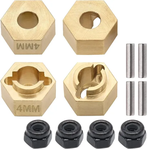 Miniatura 2 de Juego de adaptadores de extensores de cubo hexagonal de rueda de latón para 1/18 TRX4M piezas de actualización RC Crawler Car