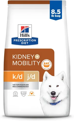 Hill's Prescription Diet k/d Kidney Care + j/d Joint Care - Alimento seco para perros con sabor a pollo, dieta veterinaria, bolsa de 8.5 libras